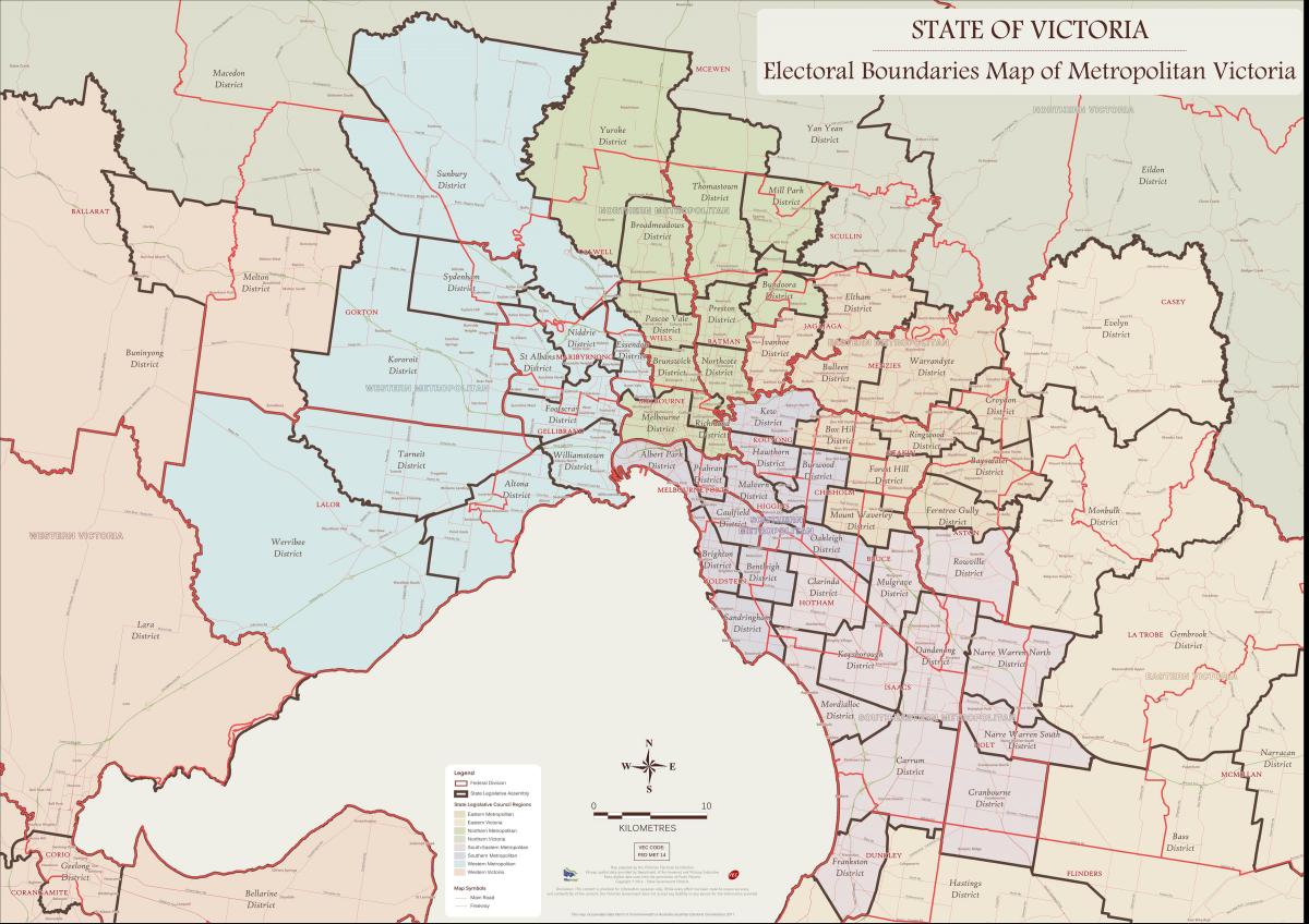 карта Мелбурн Источна округ