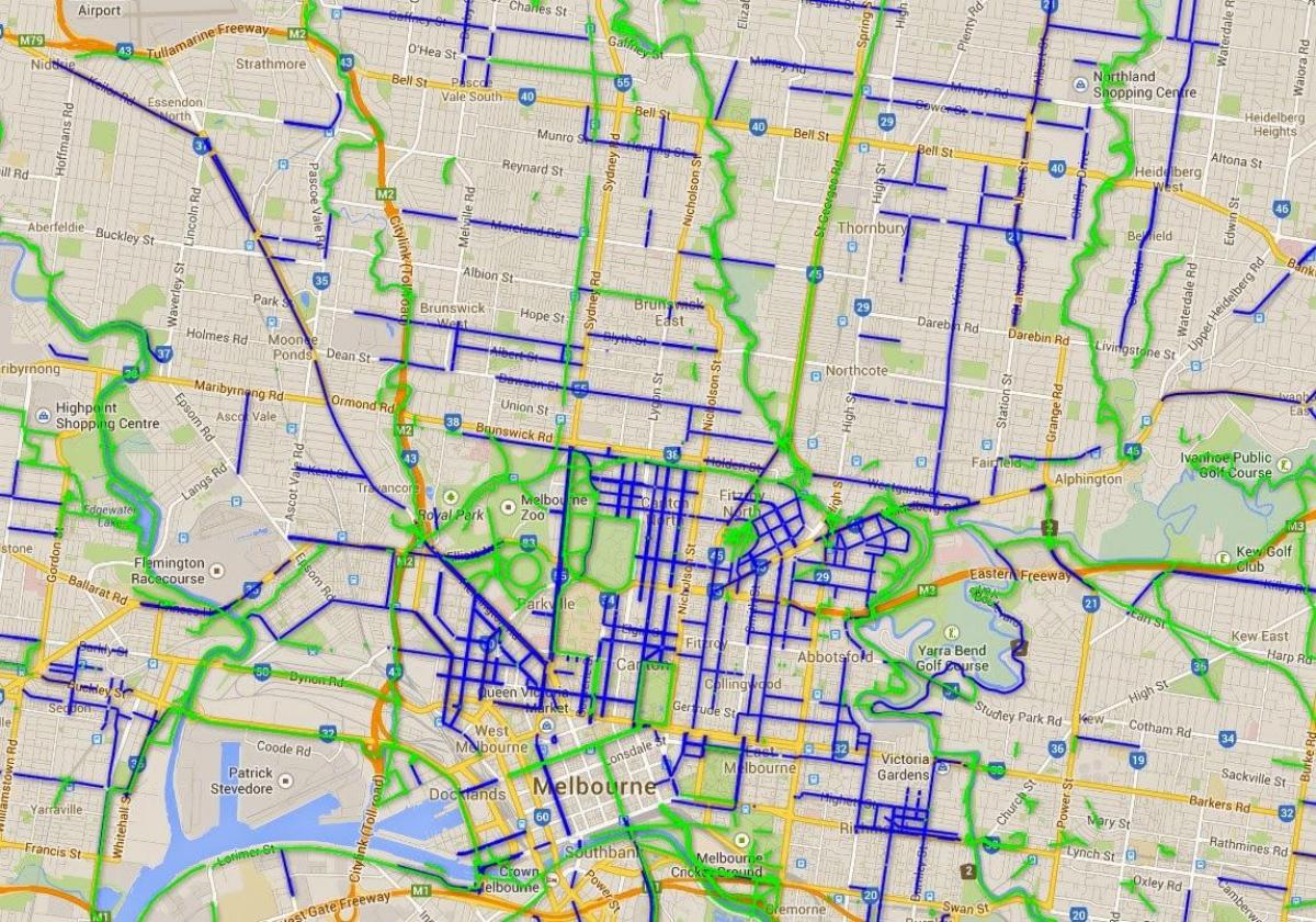 бициклистичке стазе Мелбурну мапи