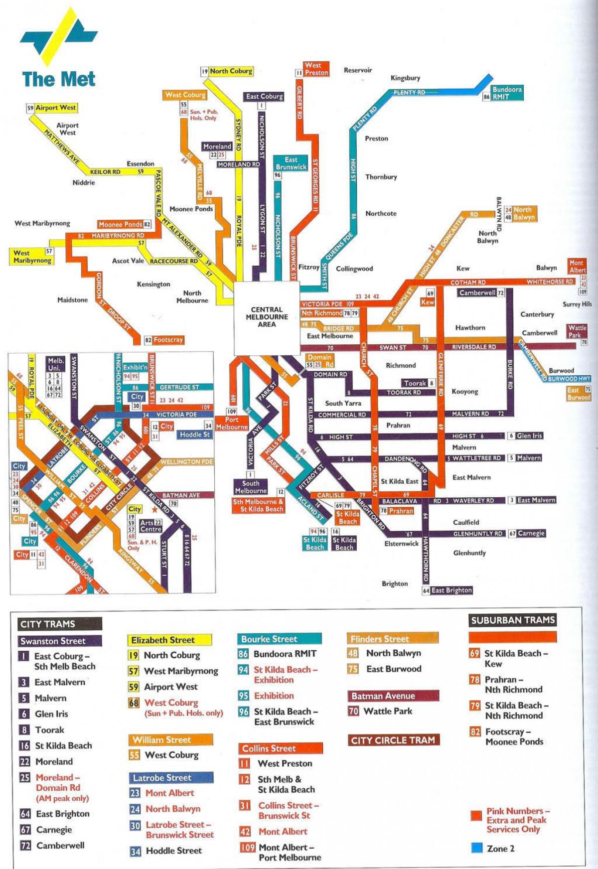 Мелбурн јавног превоза мапи