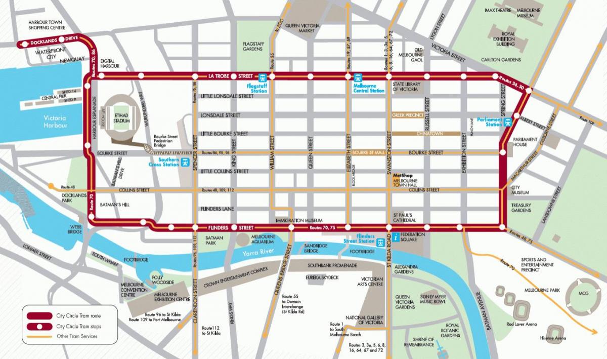 Град Мелбурн Железничка петља мапи