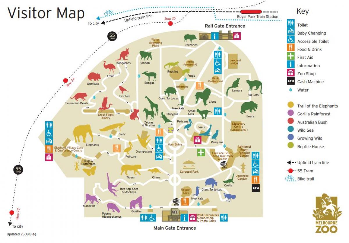 карта зоолошког врта у Мелбурну