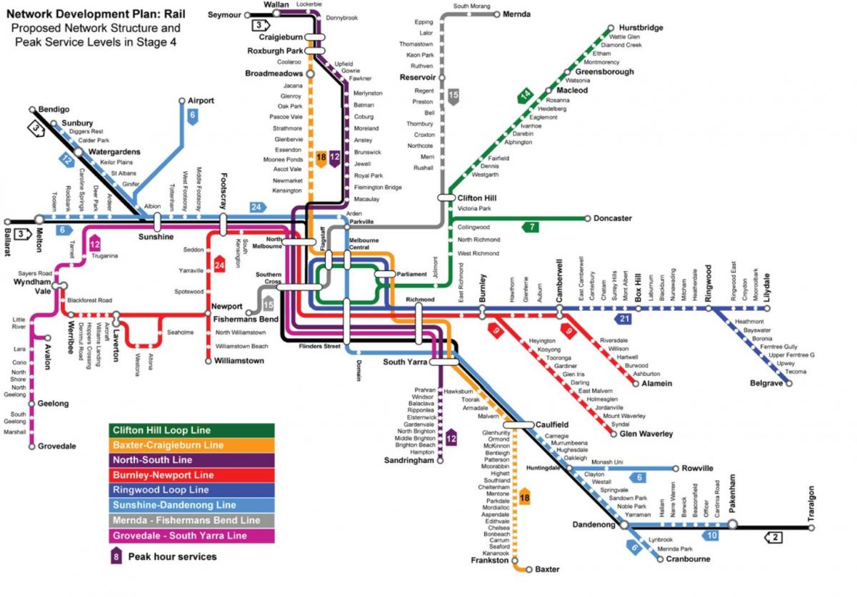 карта метро у Мелбурну