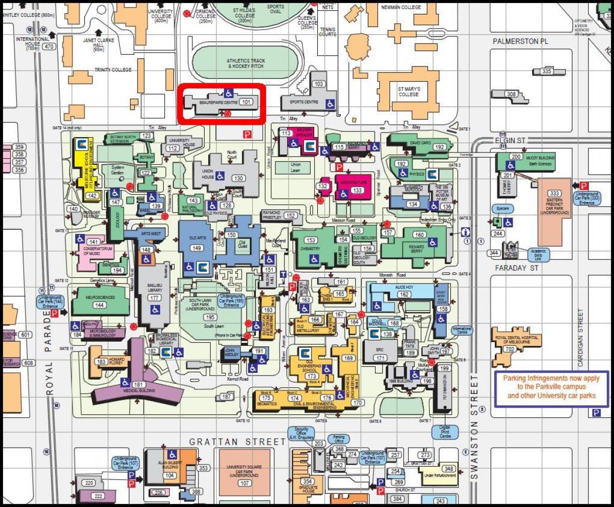 карта Мельбурнского универзитета