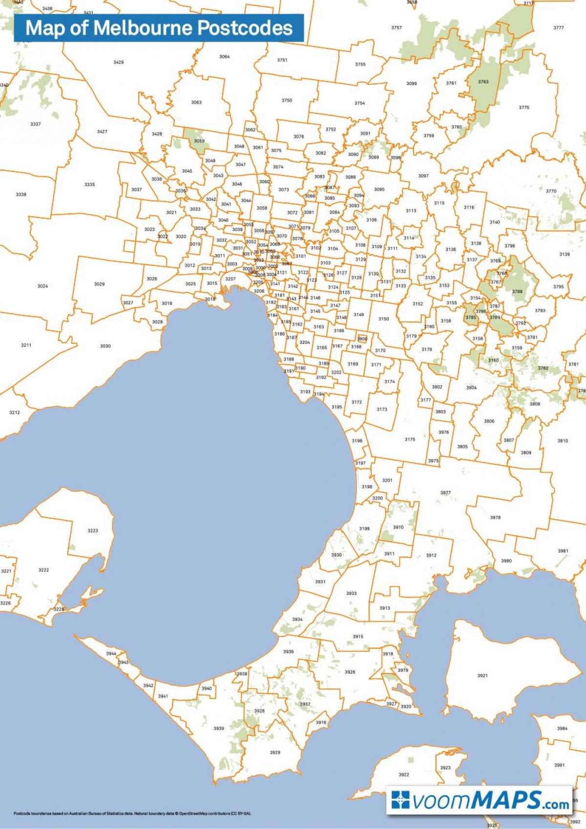 карта поштанских бројева Мелбурн