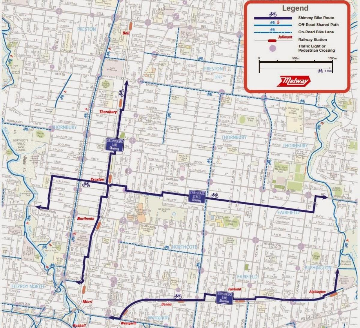 карта изнајмљивање бицикала Мелбурн