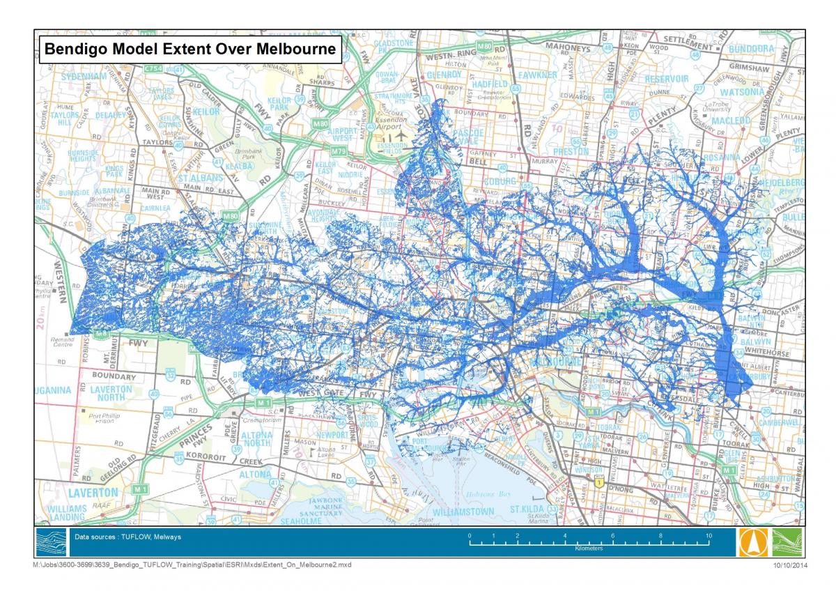 карта Мелбурн поплаве