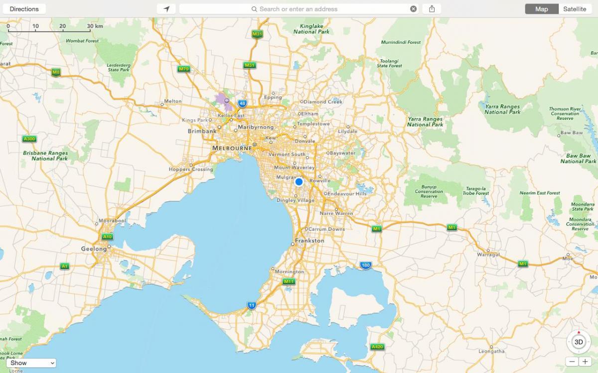 карта Мелбурну и околини