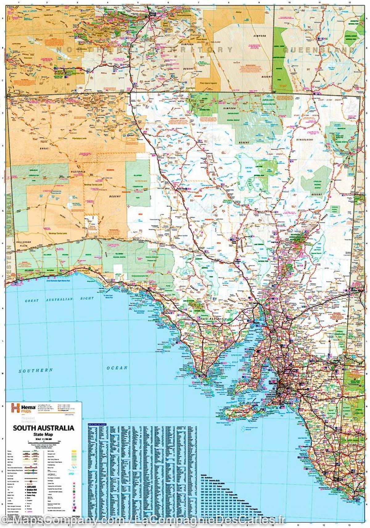 карта Јужне Аустралије