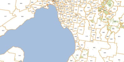 Карта поштанских бројева Мелбурн