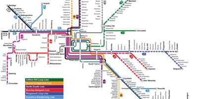Железничка станица мапи Мелбурну